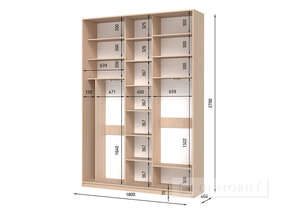 Dulap cu două uşi "E-Line" ShK 3.1 1800 mm cu bar / microlift şi rafturi