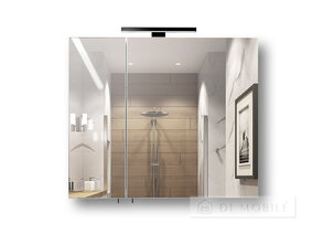 Dulap cu o oglindă în baie "Runa Negru 80" cu o lampă