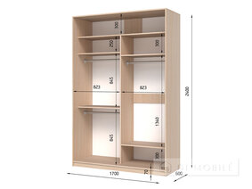 Dulap cu două uşi "E-Line" ShK 2.3 1700 mm cu barbell / microlift