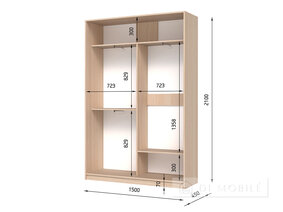 Шкаф-купе двухдверный "E-Line" ШК 2.3 1500 мм с штангой/микролифт