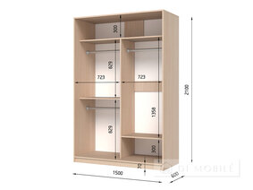 Шкаф-купе двухдверный "E-Line" ШК 2.3 1500 мм с штангой/микролифт