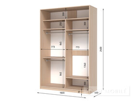 Dulap cu două uşi "E-Line" ShK 2.3 1600 mm cu barbell / microlift