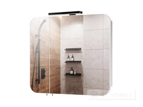 Dulap cu o oglindă în baie "Sorrento Black 41" cu o lampă