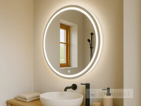 Oglindă rotundă cu iluminare față