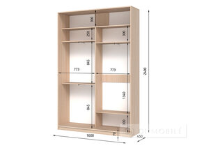 Dulap cu două uşi "E-Line" ShK 2.3 1600 mm cu barbell / microlift