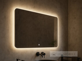 Зеркало прямоугольное с закругленными краями с фоновой подсветкой