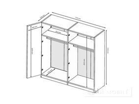 Распашный шкаф с зеркалом "Megy | Меги" 4дв серия H