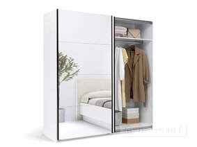 Dulap "Mila" 2.0 x 2.1 m usa Gloss White / Mirror