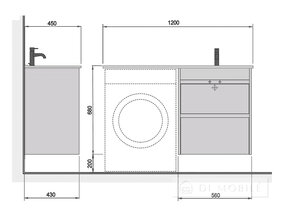 Тумба с крылом умывальником "Polo Loft 60-U"