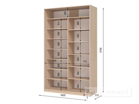 Dulap cu două uşi "E-Line" ShK 2.2 1600 mm cu rafturi