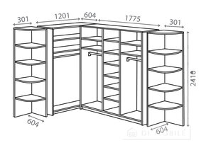 Sectiunea colt "Uni" 1200 mm la cabinetul coupe "Premium"