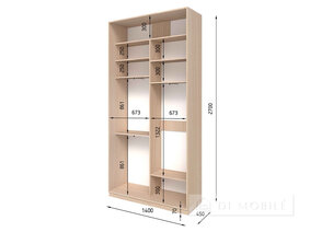 Dulap cu două uşi "E-Line" ShK 2.3 1400 mm cu barbell / microlift