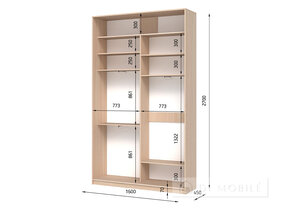 Dulap cu două uşi "E-Line" ShK 2.3 1600 mm cu barbell / microlift