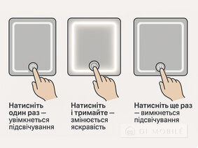 Зеркало прямоугольное с закругленными краями с фронтальной подсветкой