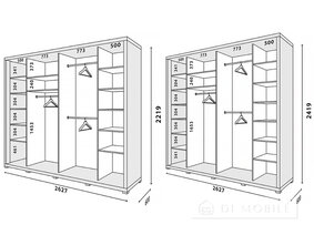 Шкаф купе "Домино" 2626 мм 3-дверный W
