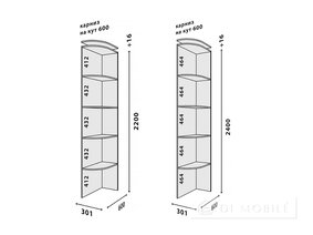 Sectiunea colt "Uni" 1200 mm la cabinetul coupe "Premium"