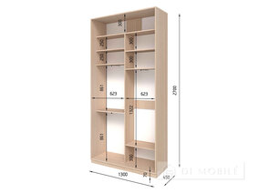 Dulap cu două uşi "E-Line" ShK 2.3 1300 mm cu barbell / microlift
