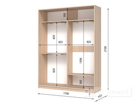 Dulap cu două uşi "E-Line" ShK 2.3 1700 mm cu barbell / microlift