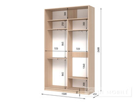 Шкаф-купе двухдверный "E-Line" ШК 2.3 1500 мм с штангой/микролифт