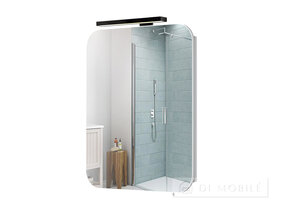 Dulap cu o oglindă în baie "Sorrento Black 41" cu o lampă