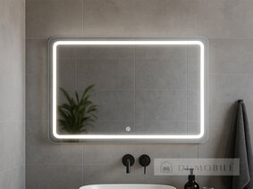 Зеркало прямоугольное с закругленными краями с фронтальной подсветкой