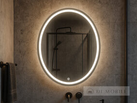 Oglindă ovală cu fundal și iluminare față