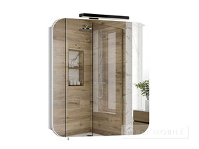 Dulap cu o oglindă în baie "Sorrento Black 41" cu o lampă