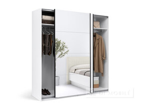 Dulap "Mila" 2.0 x 2.1 m usa Gloss White / Mirror