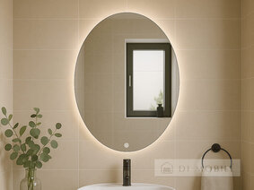 Oglindă ovală cu iluminare de fundal