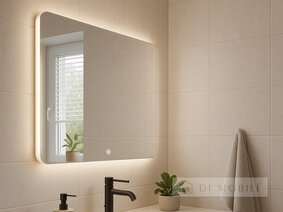 Зеркало прямоугольное с закругленными краями с фоновой подсветкой