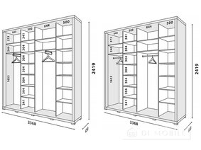 Шкаф купе "Домино" 2368 мм 4-дверный