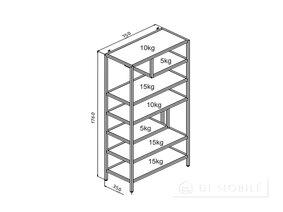 Etajeră LOFT 750×1760×350