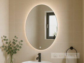 Oglindă ovală cu iluminare de fundal