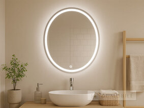 Oglindă ovală cu fundal și iluminare față