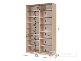 Dulap cu două uşi "E-Line" ShK 2.2 1700 mm cu rafturi