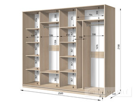 Dulap cu patru uşi "E-Line" SHK 4.1 2500 mm