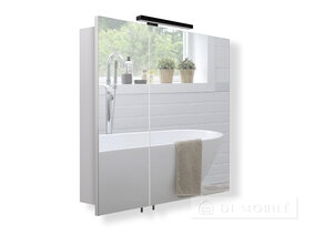 Dulap cu o oglindă în baie "Runa Negru 80" cu o lampă