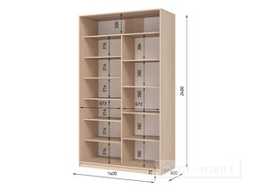 Dulap cu două uşi "E-Line" ShK 2.2 1400 mm cu rafturi