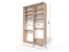 Шкаф-купе двухдверный "E-Line" ШК 2.3 1500 мм с штангой/микролифт