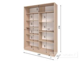 Dulap cu două uşi "E-Line" ShK 2.2 1300 mm cu rafturi