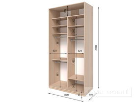 Dulap cu două uşi "E-Line" ShK 2.3 1300 mm cu barbell / microlift